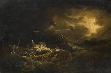 Das Wrack der H.M.S. Deal Castle vor Puerto Rico während des großen Hurrikans von 1780